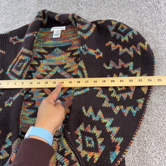 John Paul Richard Women L Brown Aztec‎ Southwestern Open Front Knit Vest Boho - Picture 3 of 7